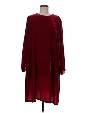 NWT! Eileen Fisher Size L Velvet Long Sleeve Shift Dress - Burgundy